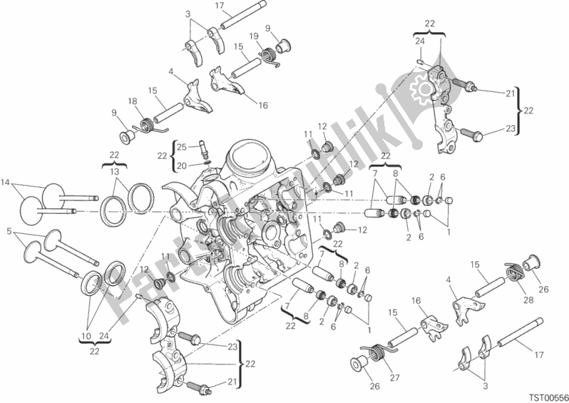 Alle onderdelen voor de Horizontale Cilinderkop van de Ducati Multistrada 1200 Enduro USA 2016